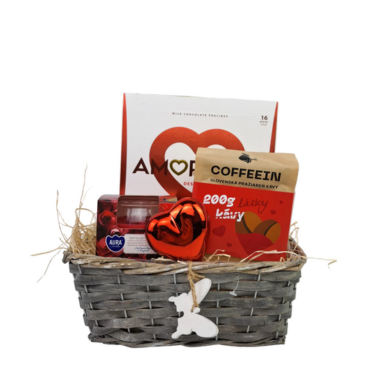 Valentínsky darčekový kôš s kávou