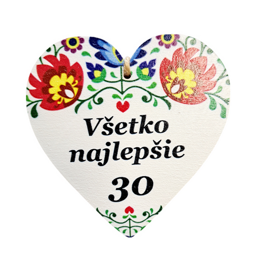 Srdiečko magnetka - 30 Všetko najlepšie