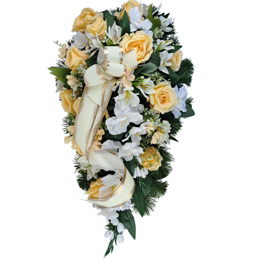 Donáška kvetov - Smútočná kytica kvapka 70cm - slovenske-kvety.sk