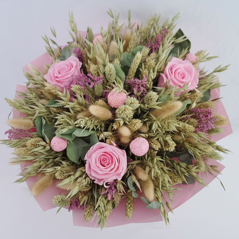 Sušená kytica - ružová