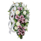 Smútočná kytica kvapka 70cm - Orchidea a biele pivónie