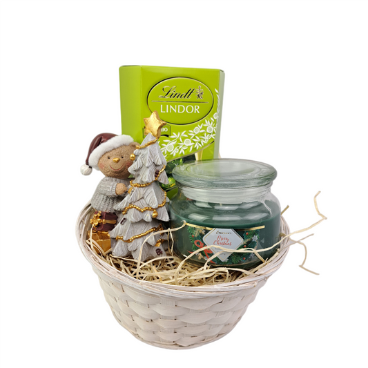 Vianočný balíček s medvedíkom - zelený