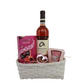 Valentínsky darčekový kôš s vínom - ružový