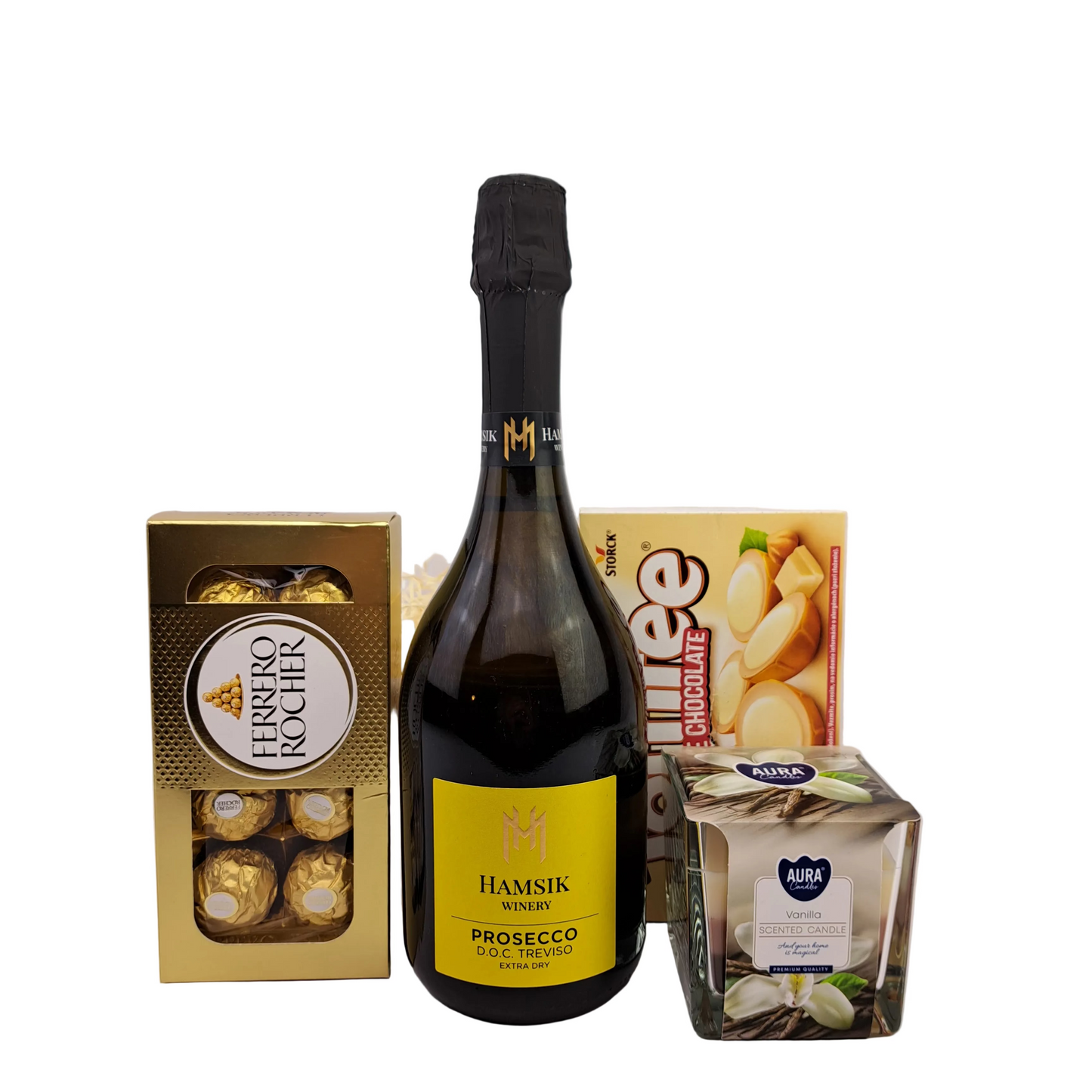 Donáška kvetov - Darčekový kôš – Vanilla s proseccom - slovenske-kvety.sk