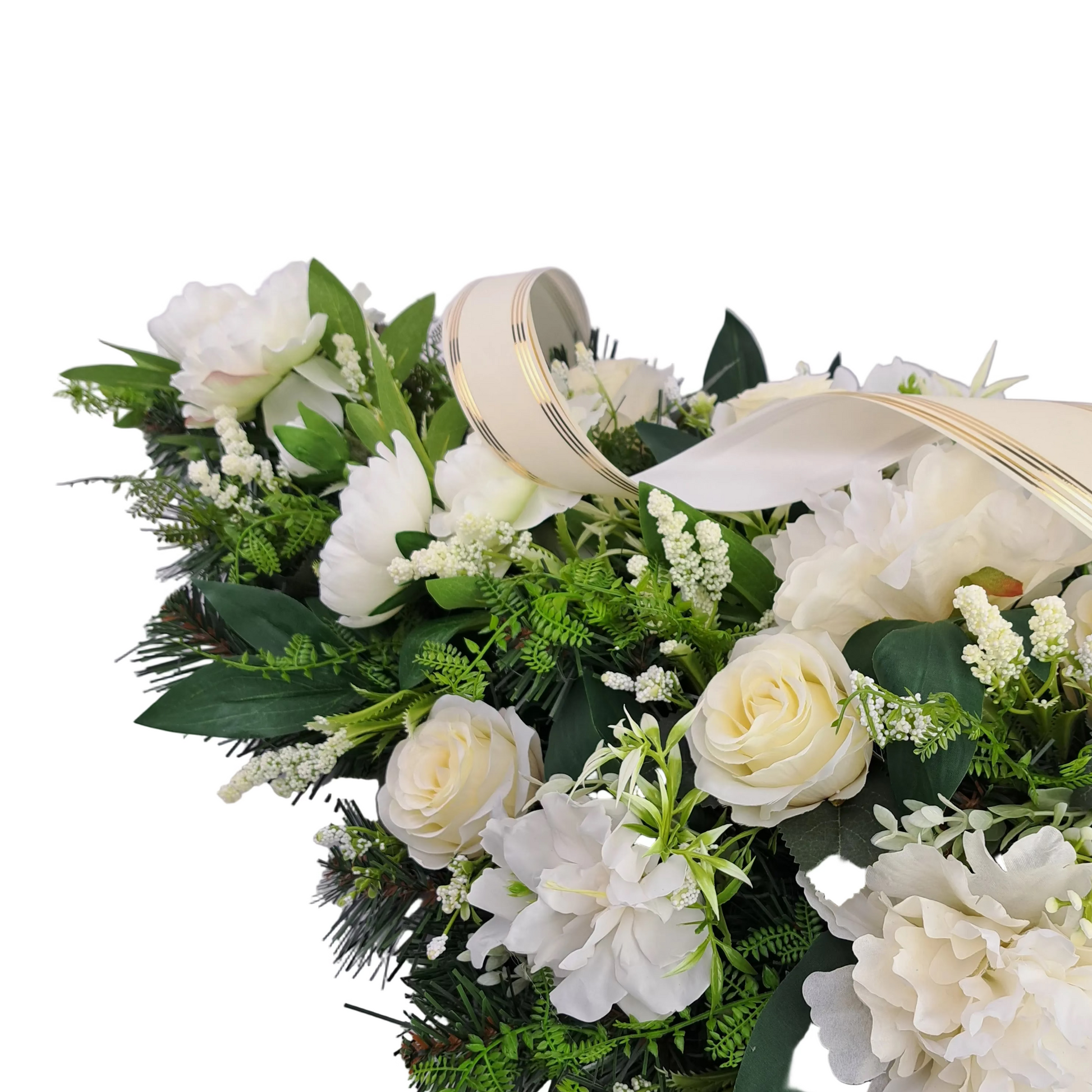 Donáška kvetov - Smútočná kytica kvapka - Biele ruže 75cm - slovenske-kvety.sk