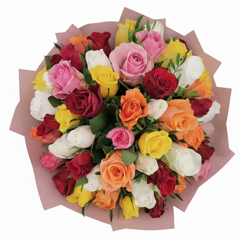 Novinka Kytica 50 farebných ruží