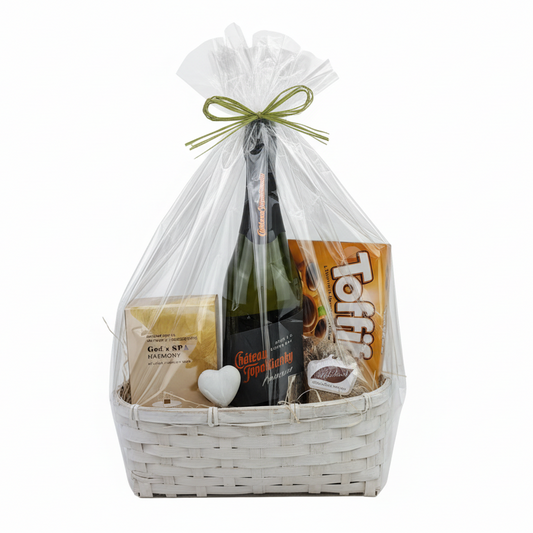 Donáška kvetov - Darčekový kôš s Prossecom - slovenske-kvety.sk