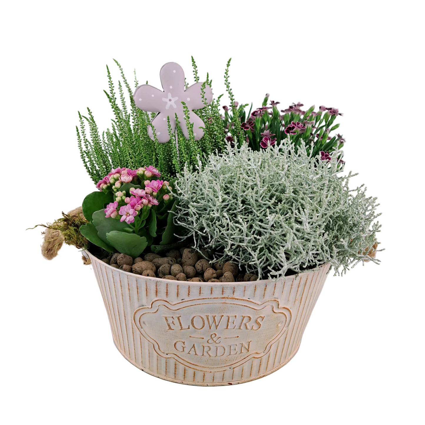Aranžmán plný kvetov v žltom vedierku - Flowers Garden