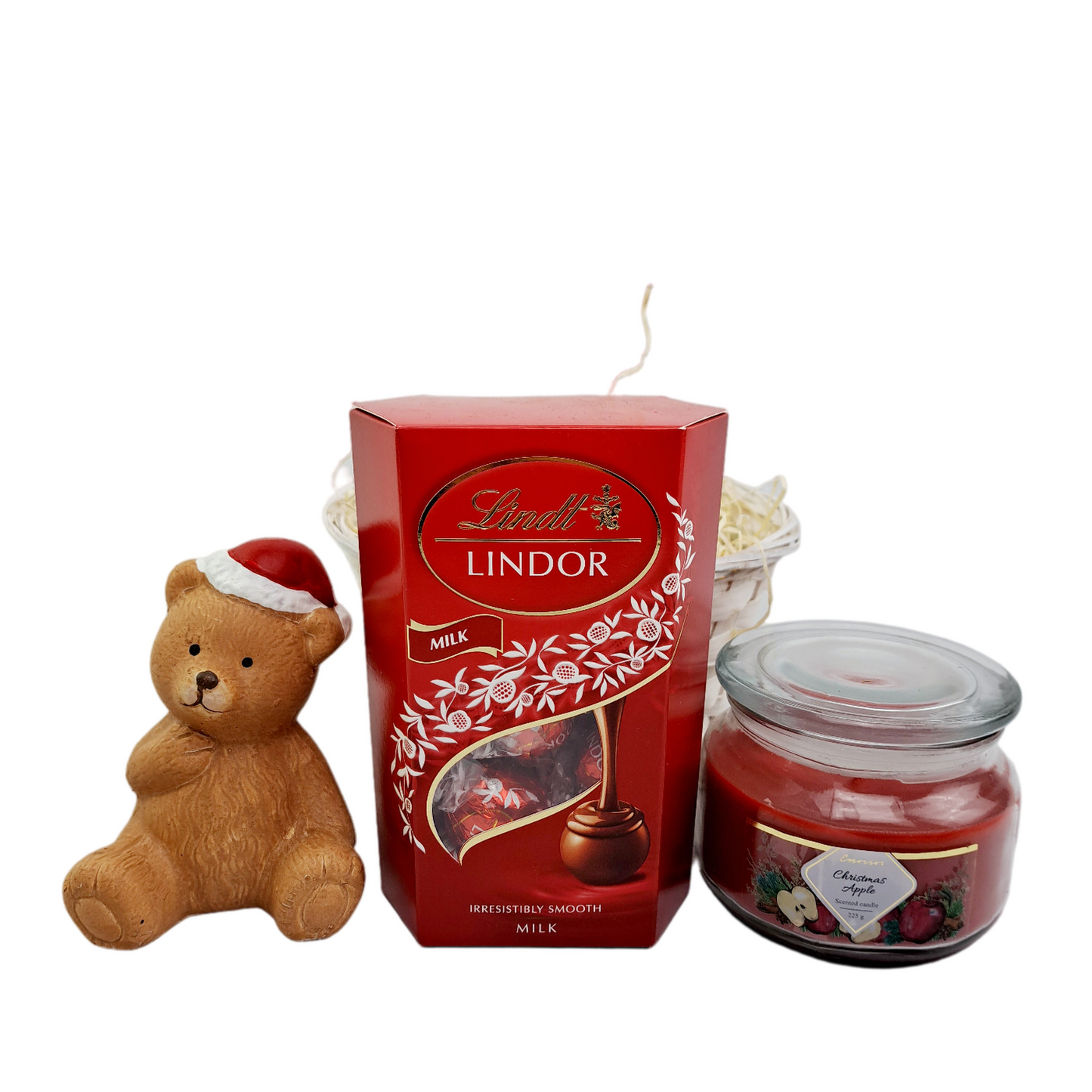 Vianočný balíček s medvedíkom - červený