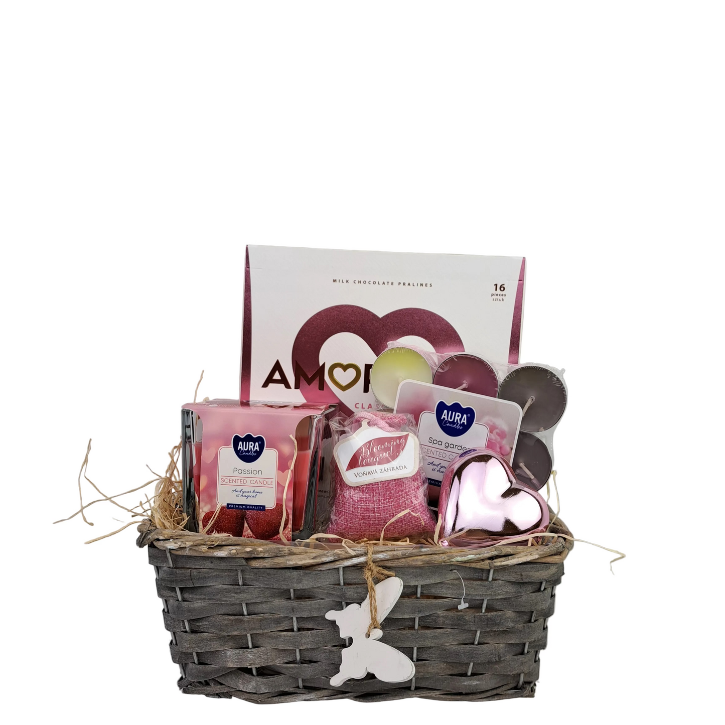 Valentínsky darčekový kôš - Ružový