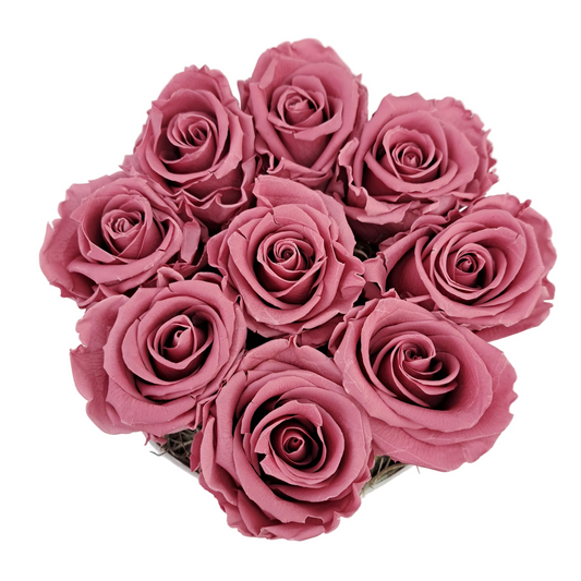 Flowerbox 9 stabilizovaných ruží - ETERNAL Flowers - Cherry pink