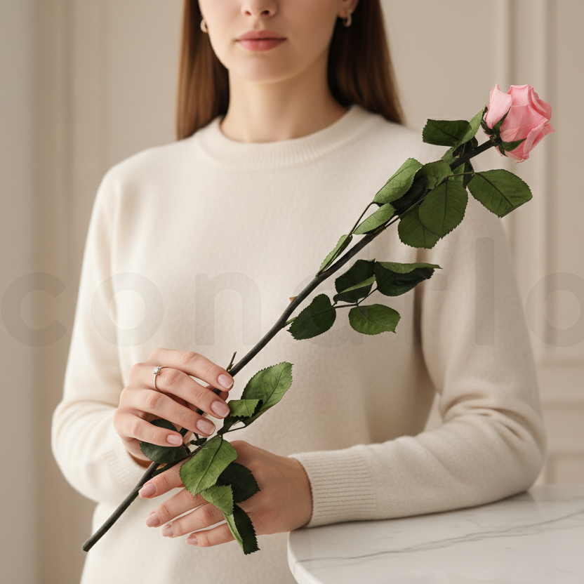 Donáška kvetov - Stabilizovaná ruža na stonke - ETERNAL Flowers - slovenske-kvety.sk