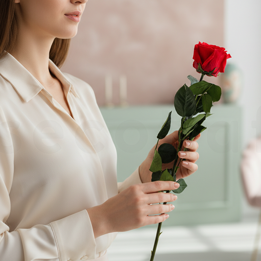 Donáška kvetov - Stabilizovaná ruža na stonke - ETERNAL Flowers - slovenske-kvety.sk