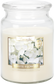 Veľká sviečka v skle - Biele kvety