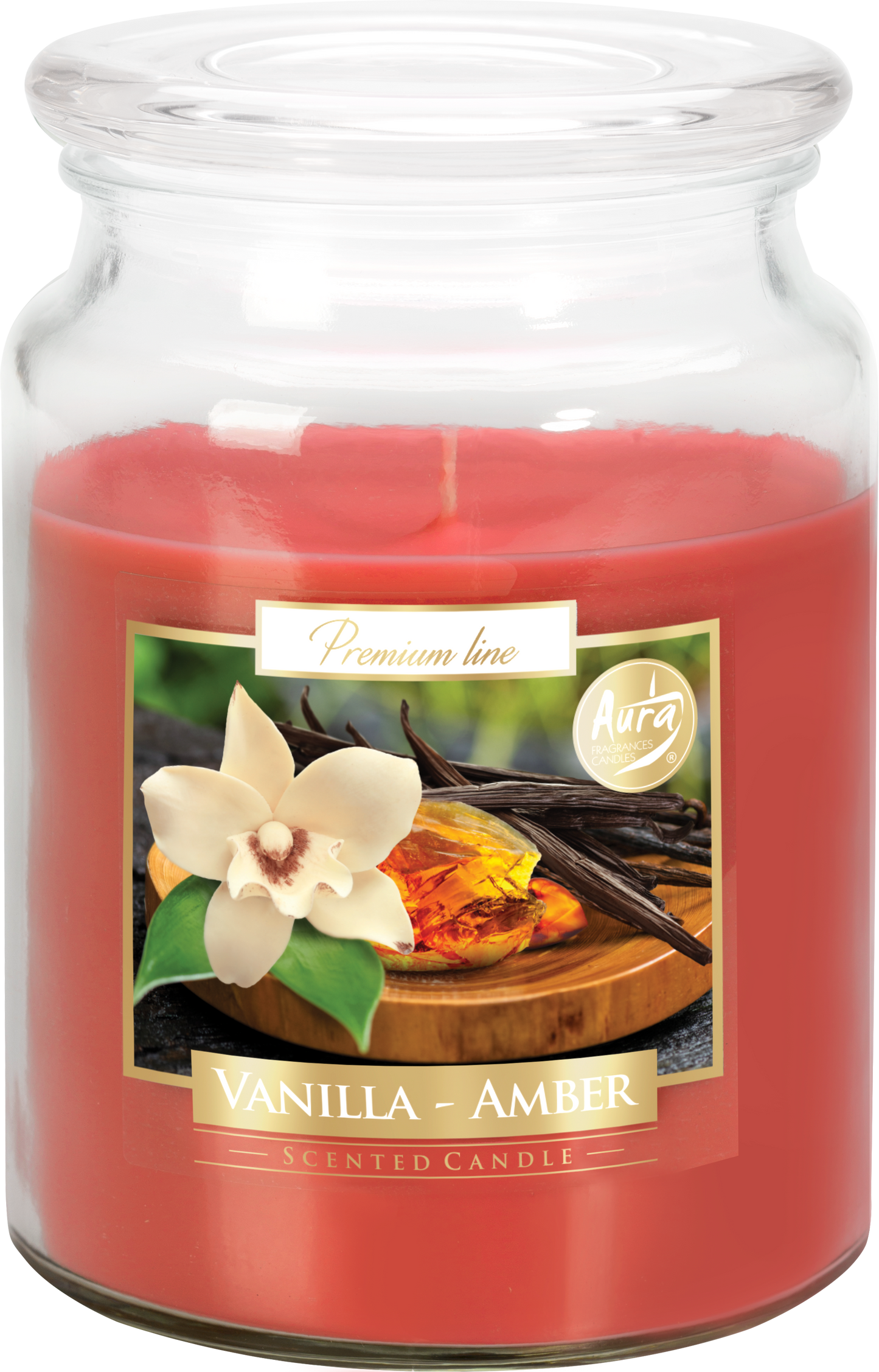 Veľká sviečka v skle - Vanilla-Amber