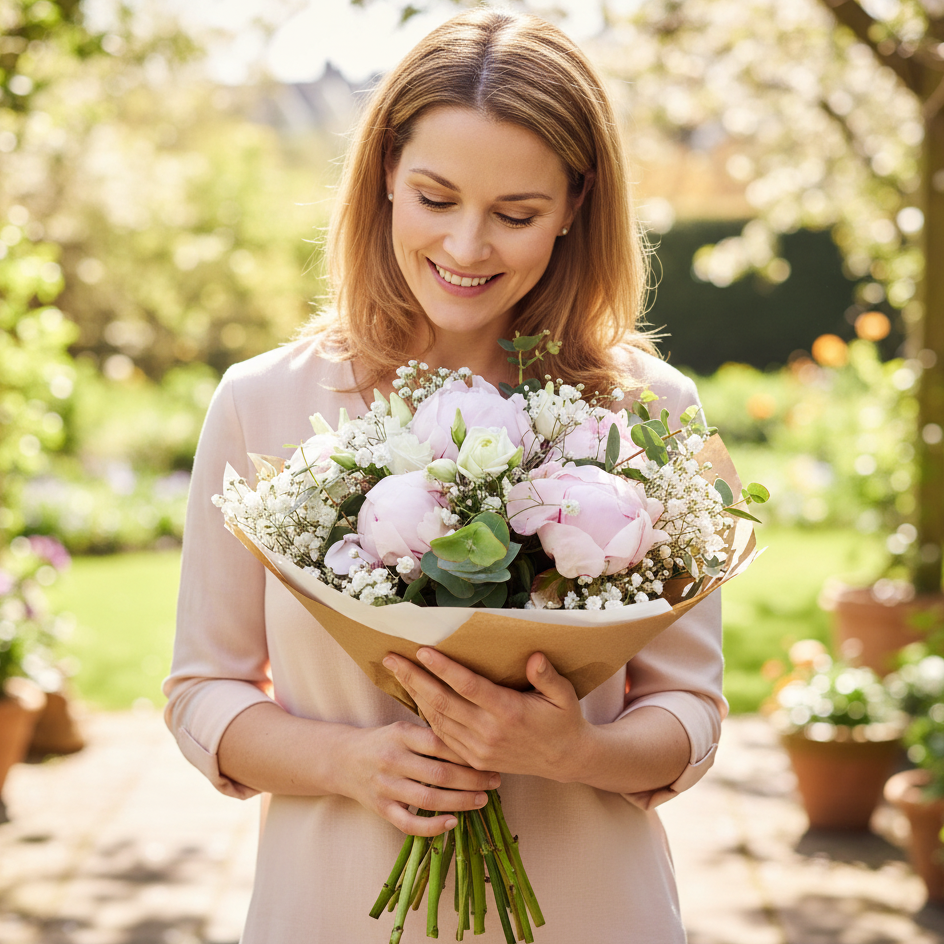 Donáška kvetov - Kytica wedding pivónie - slovenske-kvety.sk