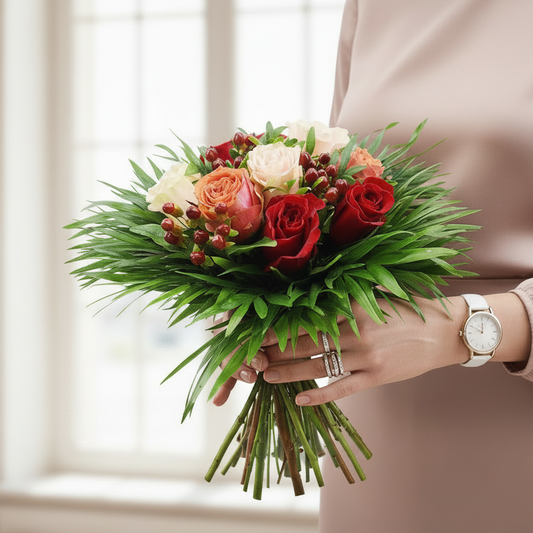 Farebné ruže s hypericom