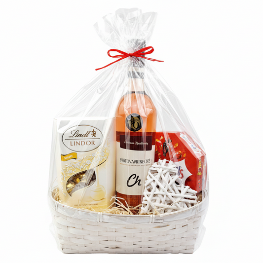 Donáška kvetov - Darčekový kôš – Ružové potešenie - slovenske-kvety.sk