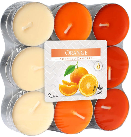 Čajové sviečky trikolóra 18ks - Pomaranč