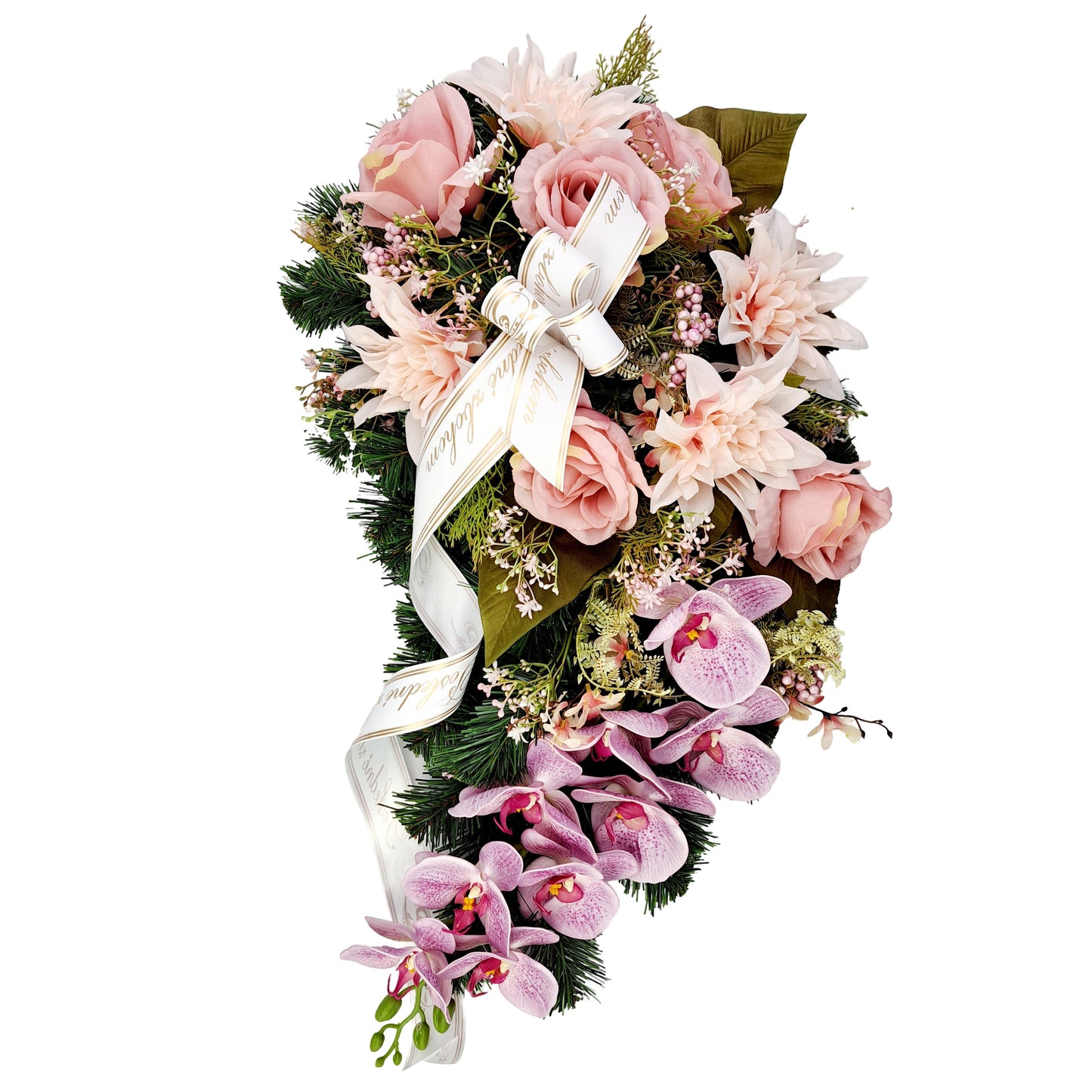 Smútočná kytica slza ružová 70cm