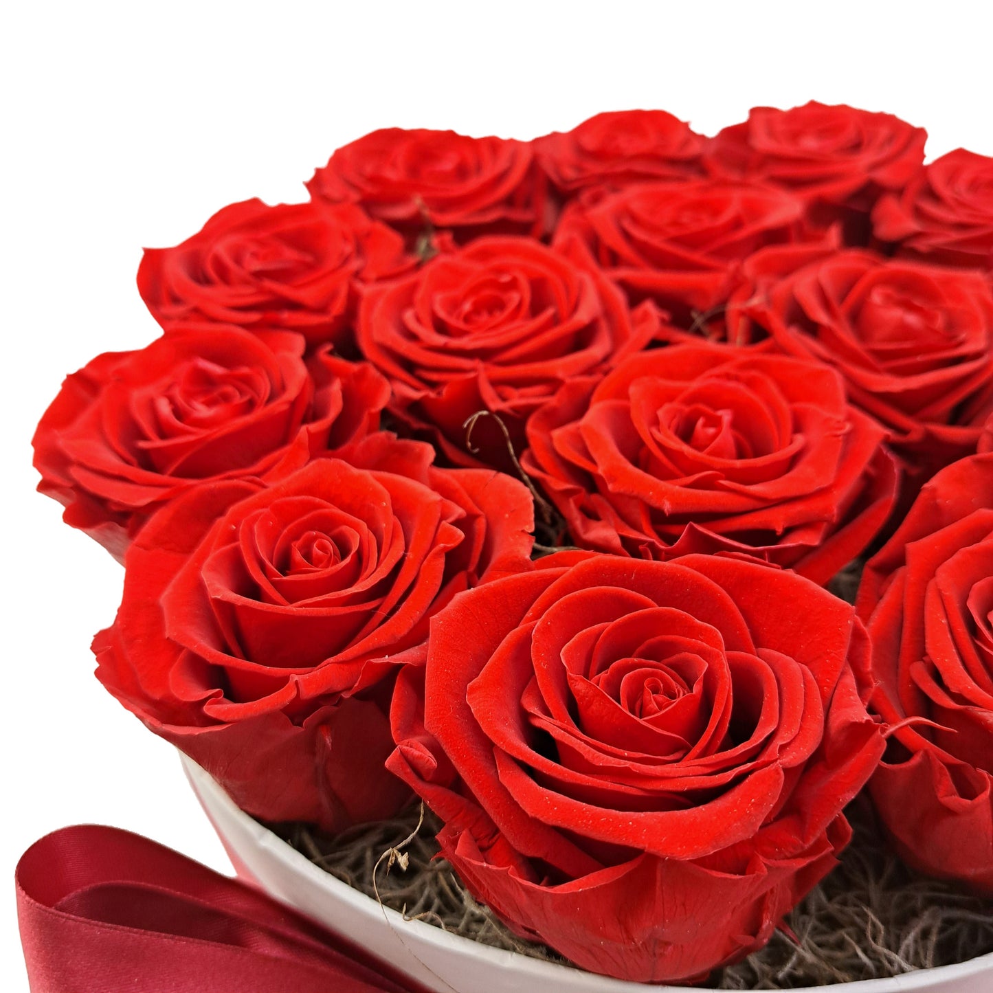 Flowerbox 15 stabilizovaných ruží - ETERNAL Flowers - červené ruže v bielom