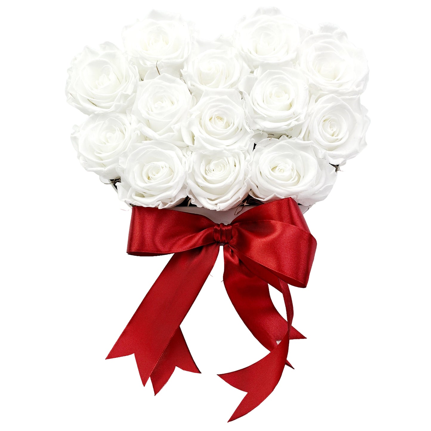 Flowerbox srdce - Stabilizované ruže biele