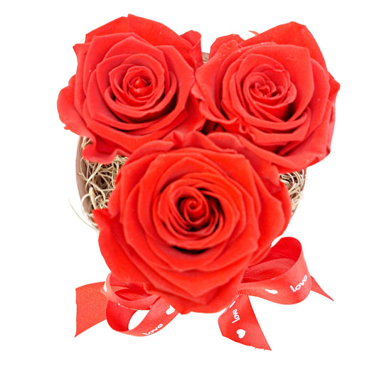 LOVE Flowerbox 3 červených stabilizovaných ruží - ETERNAL Flowers
